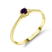 Gold Plate 3mm Amethyst CZ Ring CSR-150-3-GP